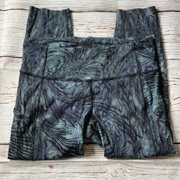 Lululemon Fast and Free High Rise Crop 23" in Dimensional Icing Blue Multi Sz 10